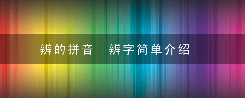 辨的拼音 辨字简单介绍